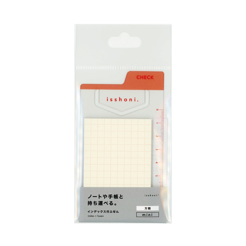 isshoni. Index Sticky Notes Mini Grid Red-1